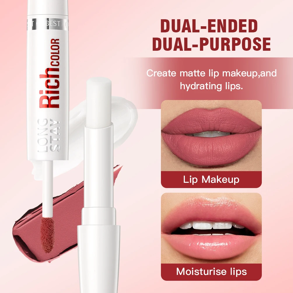 Double Head Matte Liquid Lipstick Waterproof Long-Lasting Lipgloss Makeup Lip Balm Moisturizing Repair Fine Lines Lips Cosmetic