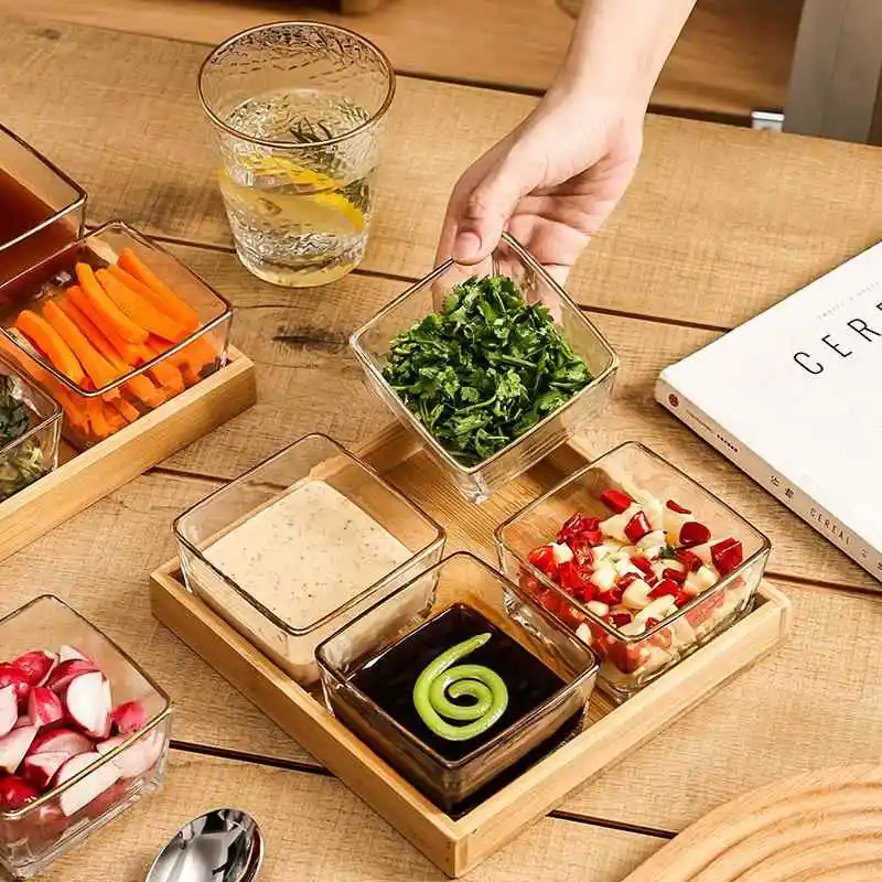 

New Chinese Style Nine Grids Glass Fruit Tray Dessert Plate Dry Fruit Organizer Home And Guest Classification Small Plate