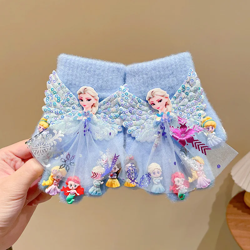 1PCS Elsa Handschuhe Mode Niedlichen Schmetterling Einfarbig Warme Winter Weiche Gestrickte Volle Finger Handschuhe Kleinkind Kind Anti-kälte