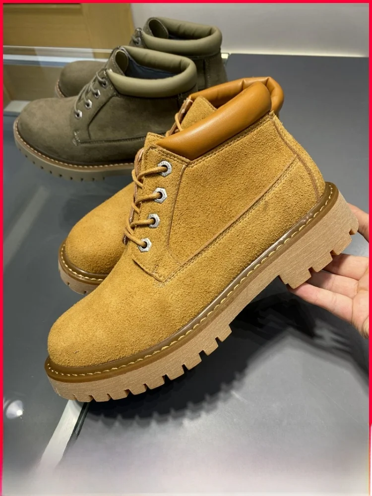 

Retro Boots Men's Autumn Winter Classic Workwear Large Sole Rubber Flip Leather Casual Fashion Boots Youth round Toe
