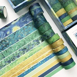 12Pcs/set Van Gogh Oil Painting Style Washi Tape Scrapbook Journal Decoration Stationery Aesthetic Paper Tapes DIY Beautify Tape