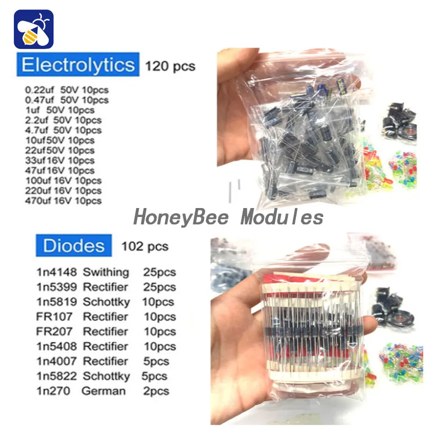 1900PCS electronic components kit various common capacitors resistors capacitors T0-92 LED transistors PCB board DIP-IC