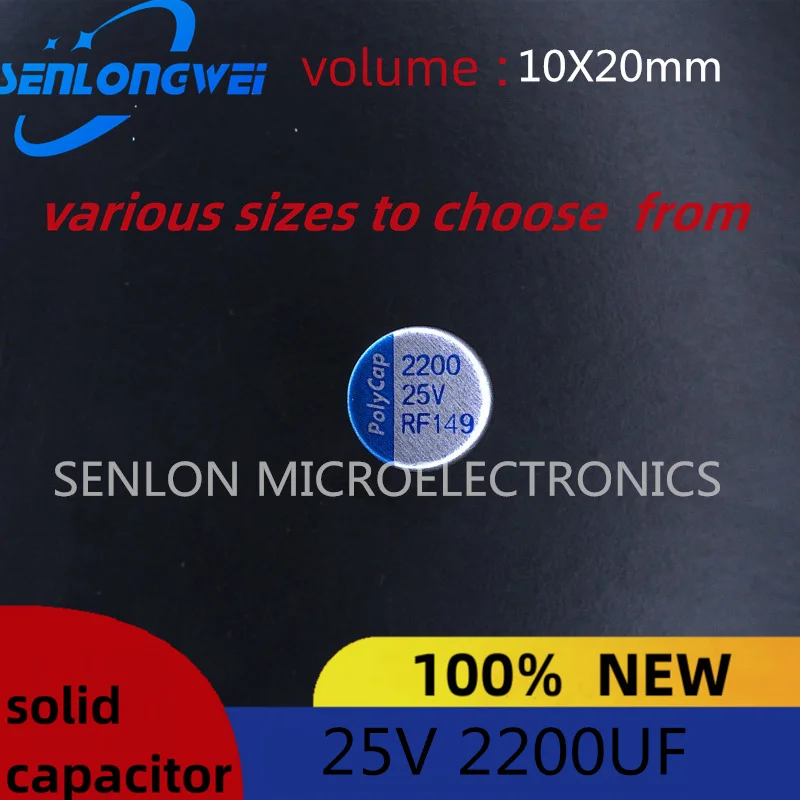 Imagem -02 - Capacitores Eletrolíticos de Alumínio Resistant High 105 ° Capacitores Sólidos Volume 10x20 mm 25v 2200uf Novo 10 Peças