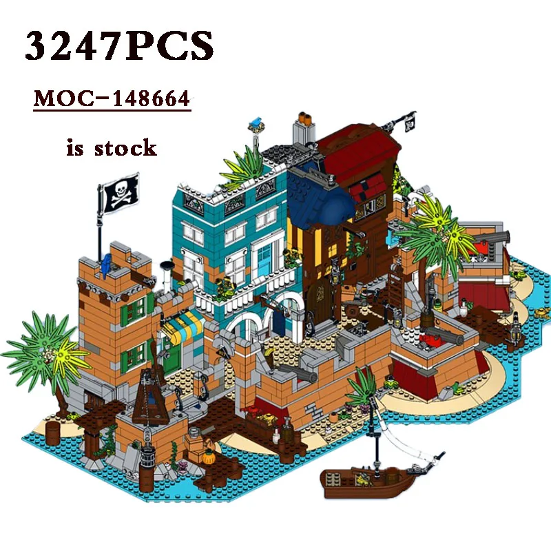 2023 New MOC-148664 Nassau Pirate Harbor-21322-10270 Alternative Design DIY Model 3247 Pieces Building Toy Kids Birthday Gift