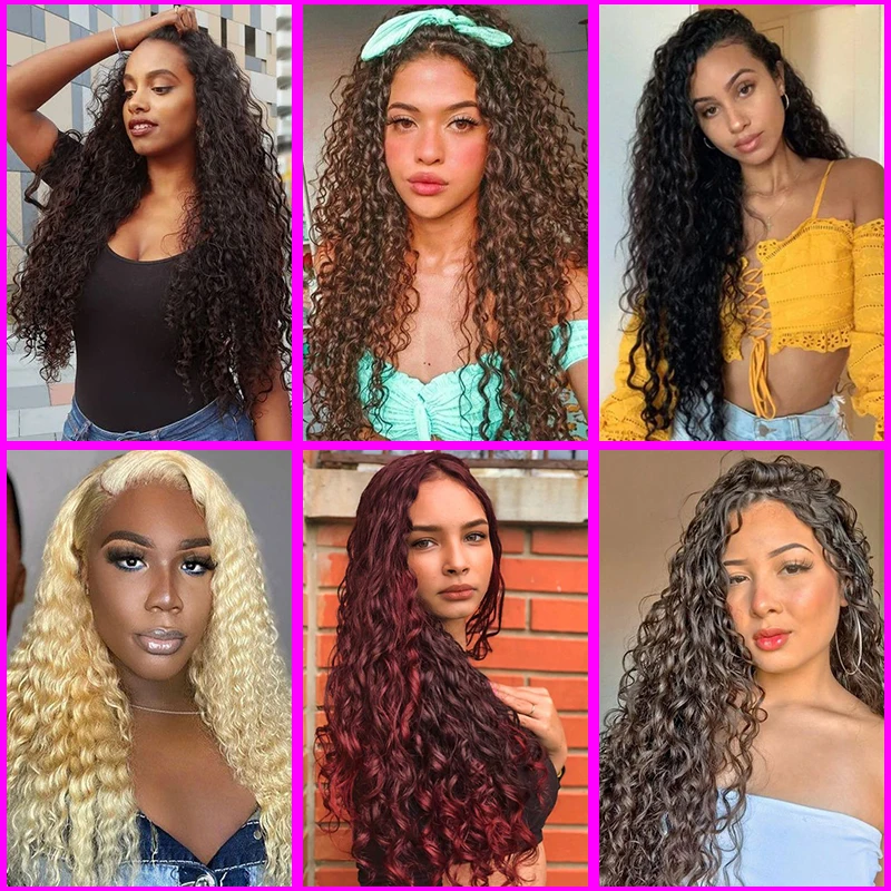 Ariel Curl-Extensions de cheveux tressés synthétiques pour femmes, cheveux blonds longs, vague profonde, vague d'eau ombrée, cheveux au crochet, 32 po