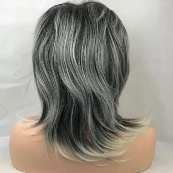 Charm Blend Medium Length Mix Gray Wavy Cosplay Party Hair Wigs