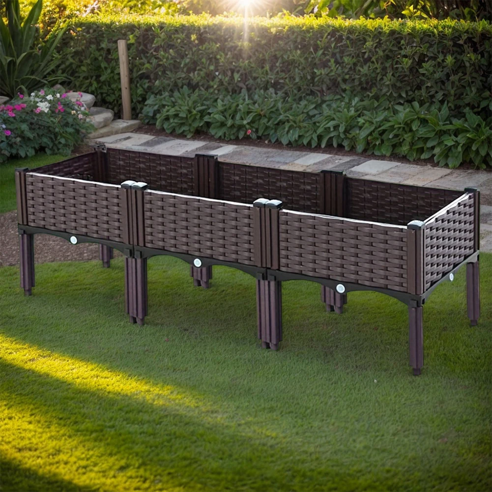 Plastic Raised Planter Box with Legs Planting Container Raised Bed Propagation Box for Patio Flower Fruit  Vegetable Growing