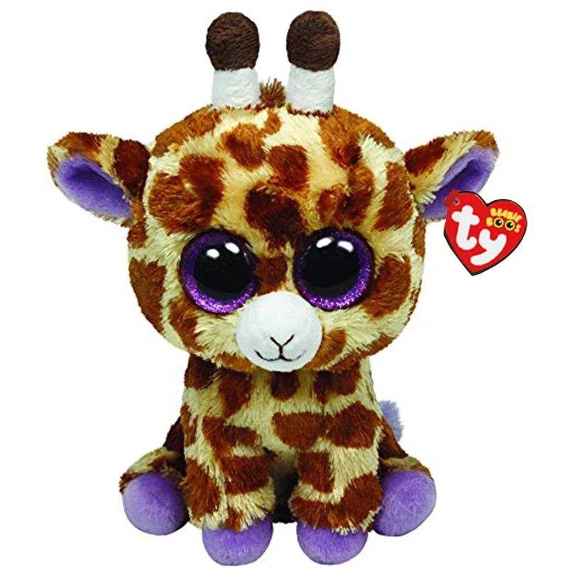 15cm Ty Stuffed Plush Animals Safari the Giraffe Toy Big Beanie Eye Slick Soft Plush Unicorn Dog Fox Bat Owl Doll Girl Toy Gift