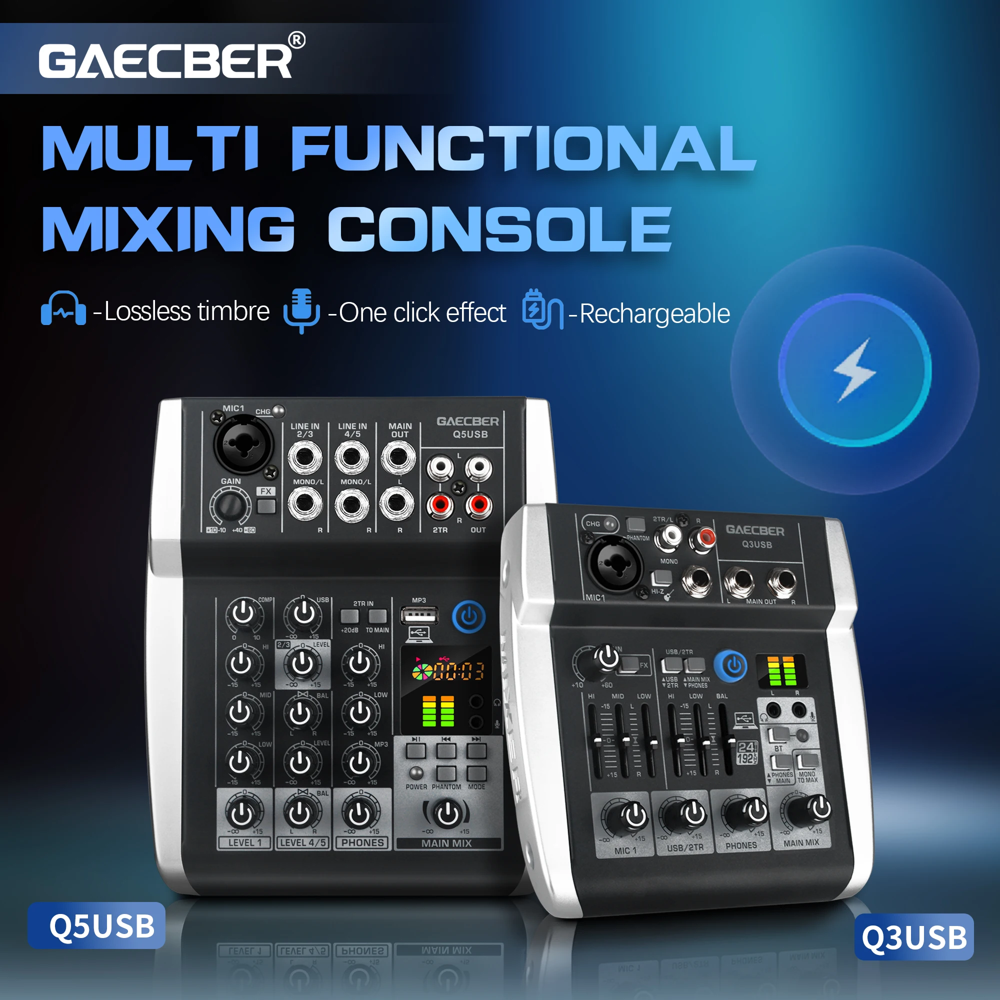 

Multi-functional small mixer Q3USB/Q5USB