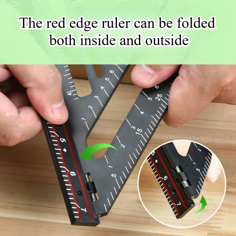 Woodworking Triangle Ruler Foldable Double Sided Scale Precision Multifunctional Carpentry Right Angle Ruler Woodworking Tools