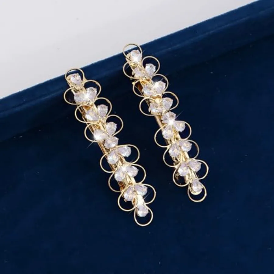 

Gold Barrettes for Women Rhinestone Fancy Hair Clips Crystal Butterfly Hair Clips Barrettes for Women Thin Thick Short Hair Gol