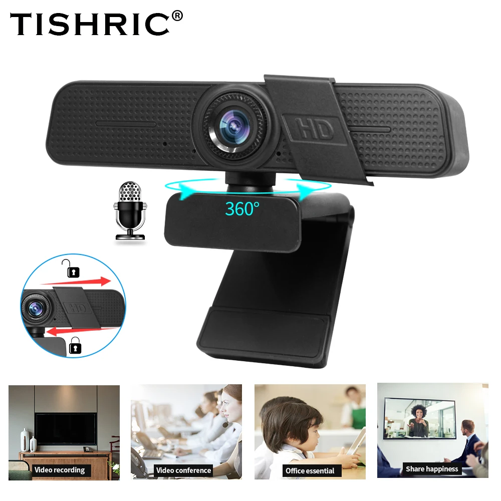 

TISHRIC C150 2K Webcam 1080P HD Web Camera With Microphone USB Web Cam For PC Computer Video Call Live Gamer