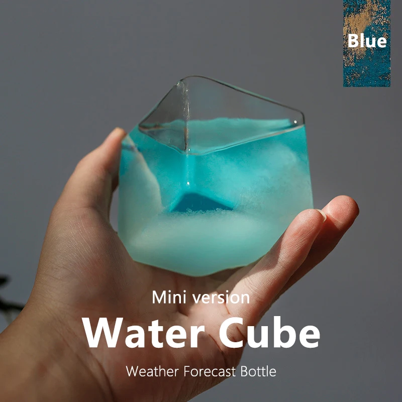 Novel and practical jewelry, weather forecast glass bottle jewelry, small cubic storm bottle, creative birthday gift