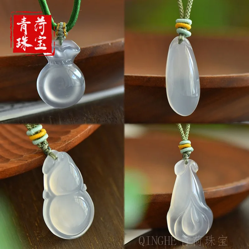 

Высококачественный кулон из халцедона в форме магнолии, подвеска-монетница из белого агата, женское ожерелье с нефритовым кулоном.