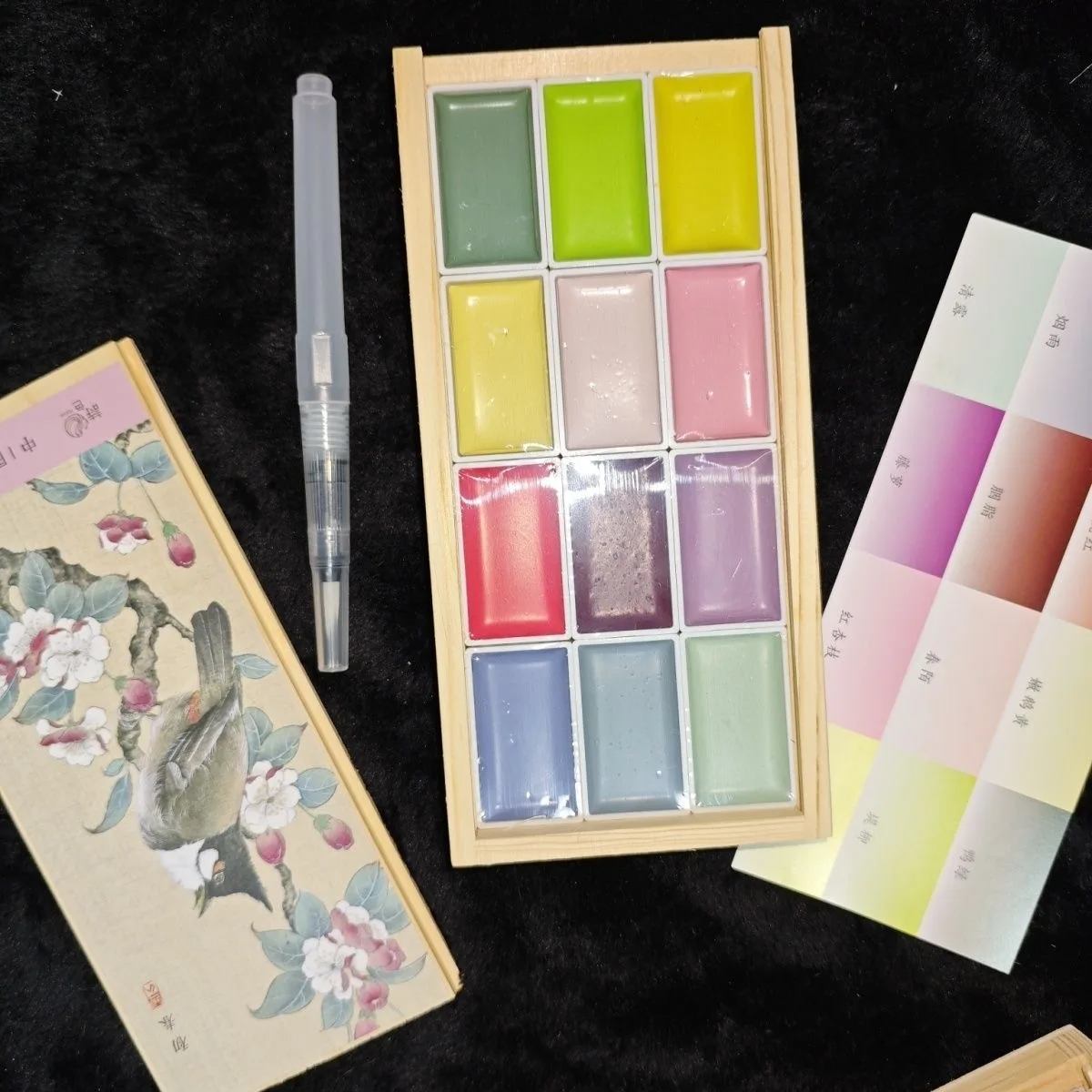12-Color Chinese Painting Pigment Set, Solid Watercolor Paints for Traditional Art, Calligraphy, Illustration and Sketching