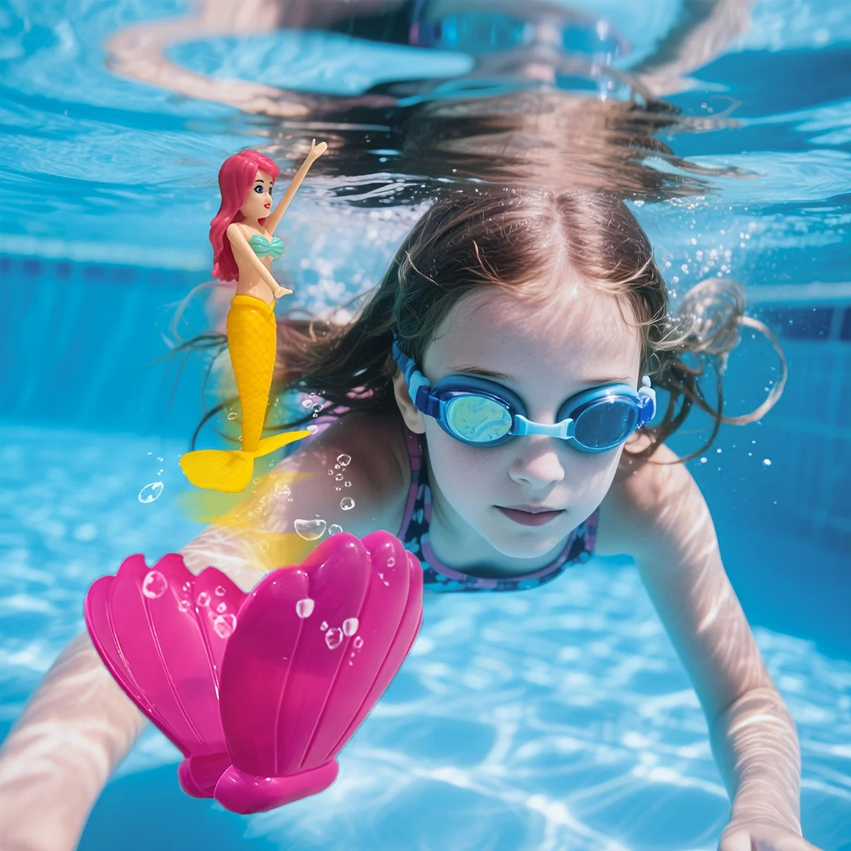 

3 шт., игрушки для бассейна с русалкой для девочек, набор сувениров для вечеринок в нескольких предметах, вращающаяся кукла-русалка с чехлом, сувениры для летнего бассейна,