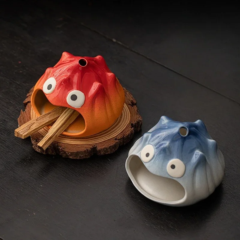 1Pc Flame Incense Fireplace Peru Holy Wood Incense Burner Cute Cartoon Ceramic Incense Burner Teahouse Ornament Cafe Accessories