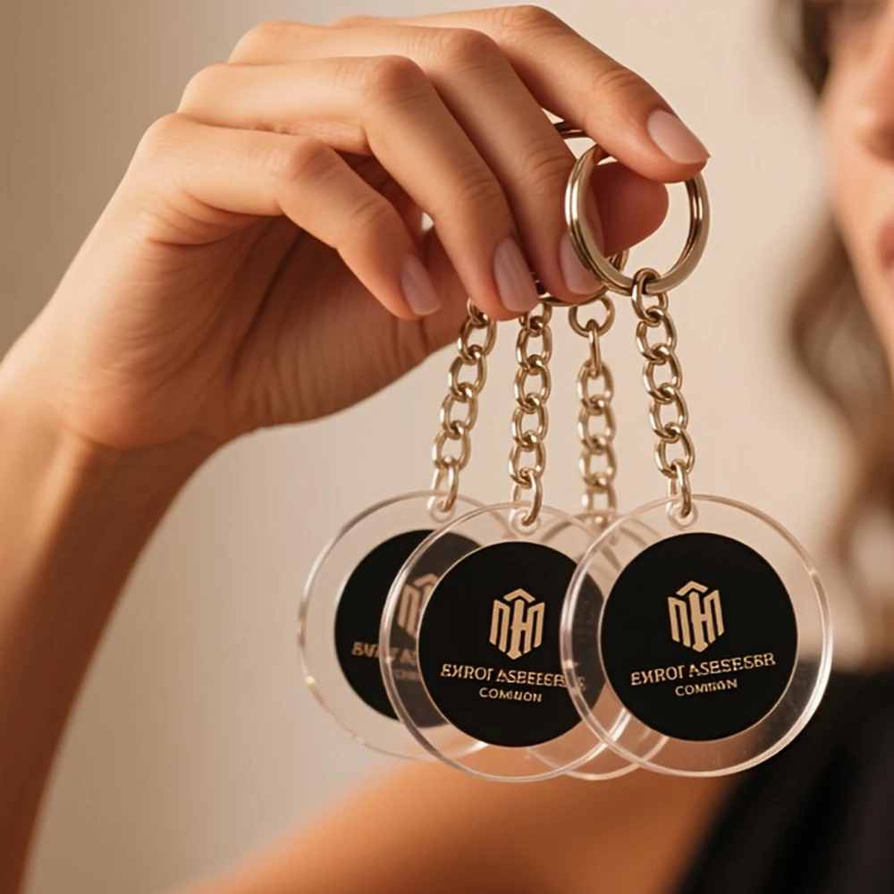 Personalized Customized Acrylic Keychains Customizable QR codes Logos Photos Acrylic Round Keychain Corporate Logo Keychain