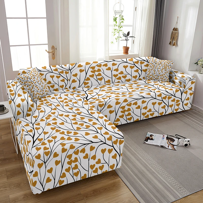 Floral Sofa Cover For Living Room Sectional 1/2/3/4 Seaters Couch Cover Elastic L Shape Corner Slipcover Loveseat Armchair Cover