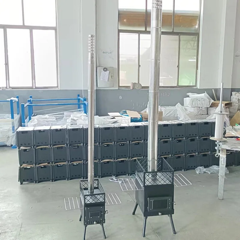 Outdoor Wood Burning Sauna Stove  Stainless Steel Portable Heating Smokeless Stove With Grills Chimney Firewood Heater