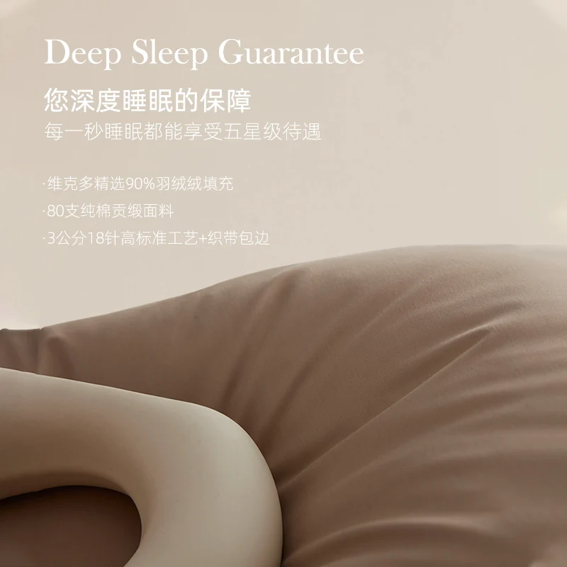 90% Grey Duck Down Layered Down Pillow 100% Cotton Satin Fabric Pillows Feather Slices Neck Protection Low and Middle Pillow