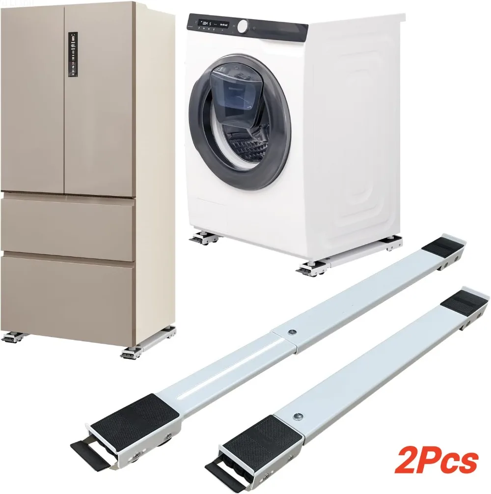 2Pcs Adjustable Washing Machine Roller Base for Heavy‑Duty Washer Stand Refrigerator Dryer Mover Bracket Non‑Slip Support Mount