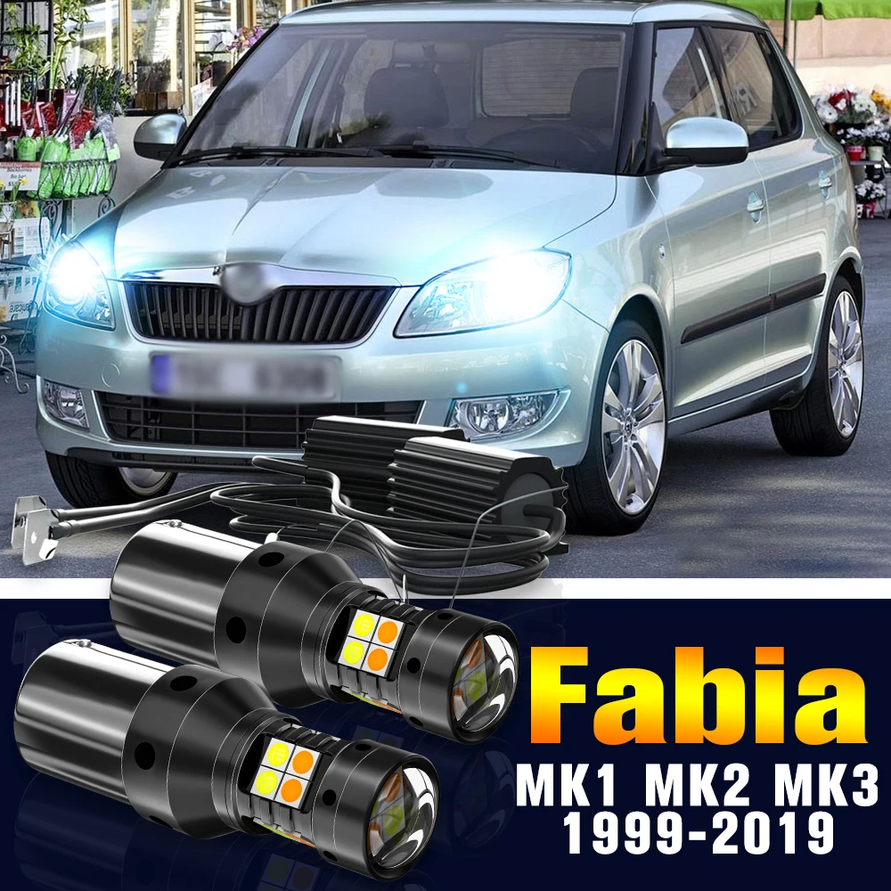 

2pcs LED Dual Mode Turn Signal+Daytime Running Light DRL Lamp For Skoda Fabia 1 2 3 MK1 MK2 MK3 1999-2019 2007 2008 Accessories