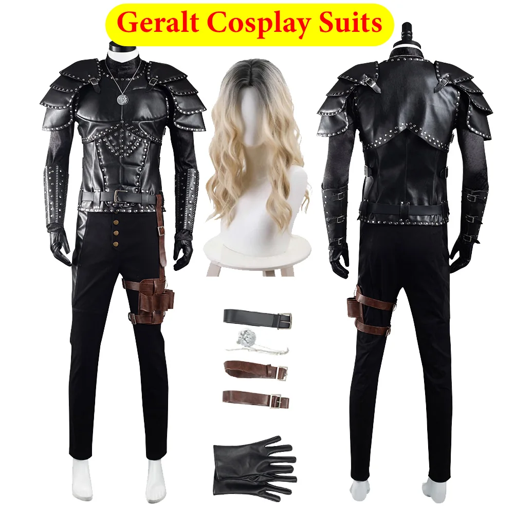 الكبار جيرالت تأثيري موحدة زي شعر مستعار الساحرة سترة جلدية السراويل العليا حزام رجل الرجال البدلة وتتسابق ملابس تنكرية للهالوين #1