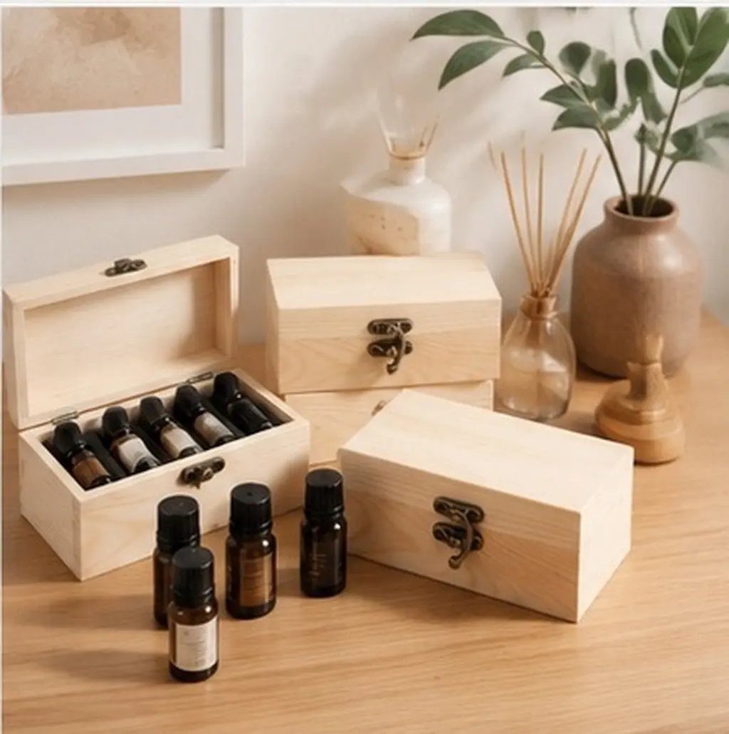 3Pcs Essential Oil Storage Organizer Wood Shockproof Travel Carrier Box for 10Ml Aromatherapy Fragrance Bottle Holder