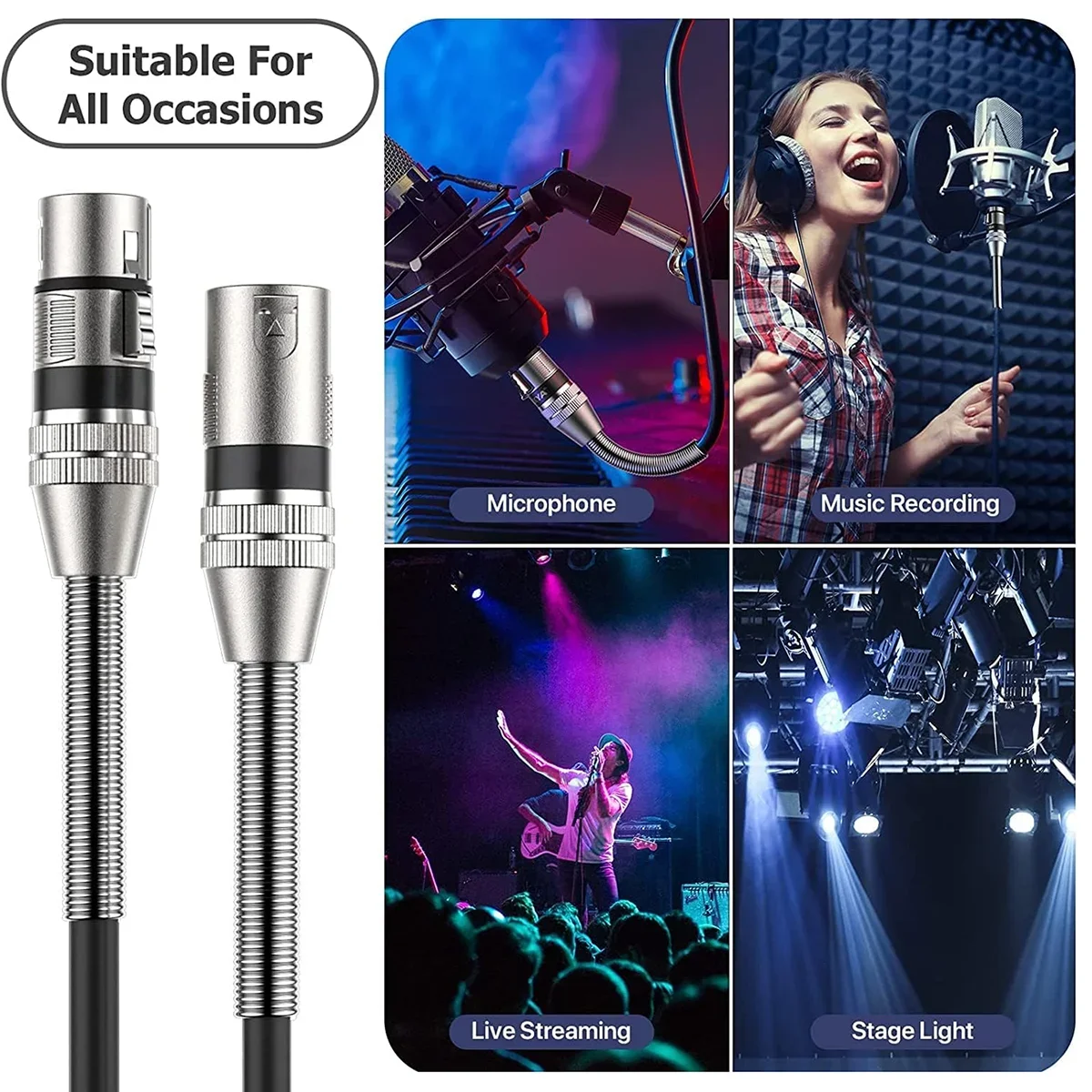 XLR Microphone Cable (6Pack) XLR Male To Female Mic Cable 3-Pin Balanced Shielded XLR Cable for Mixer Recording Studio Podcast