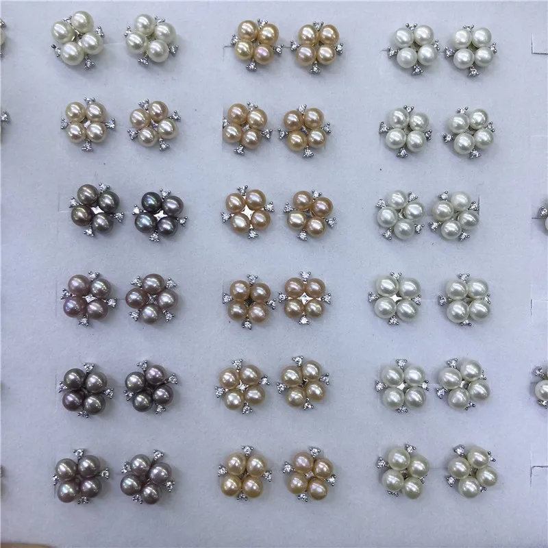 

Wholesale 36pairs/lot Real Freshwater Pearl Earrings Silver Plated Stud Earrings Nice Hot Party Gift