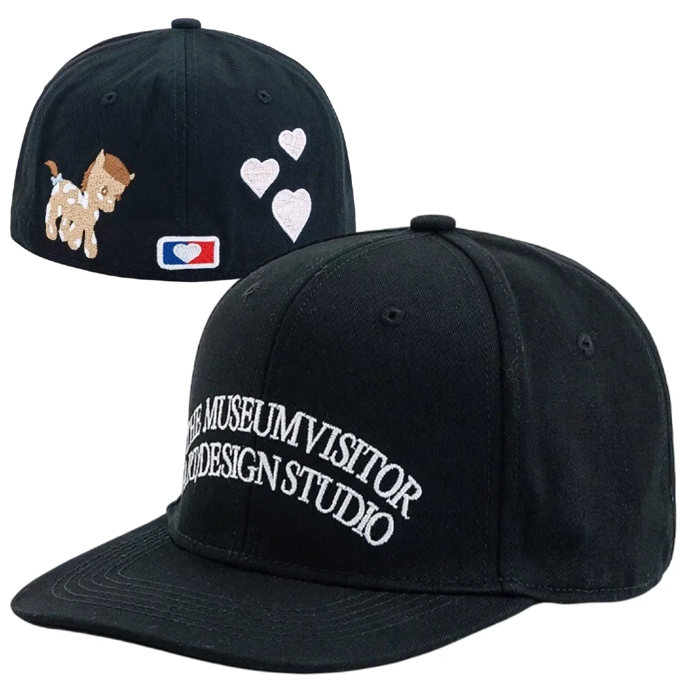 New Women Little Pony Pink Heart Embroidery Korean Style Trend Snapback Hat Baseball Cap Cute Fixed Daily Street Flat Brim Hats