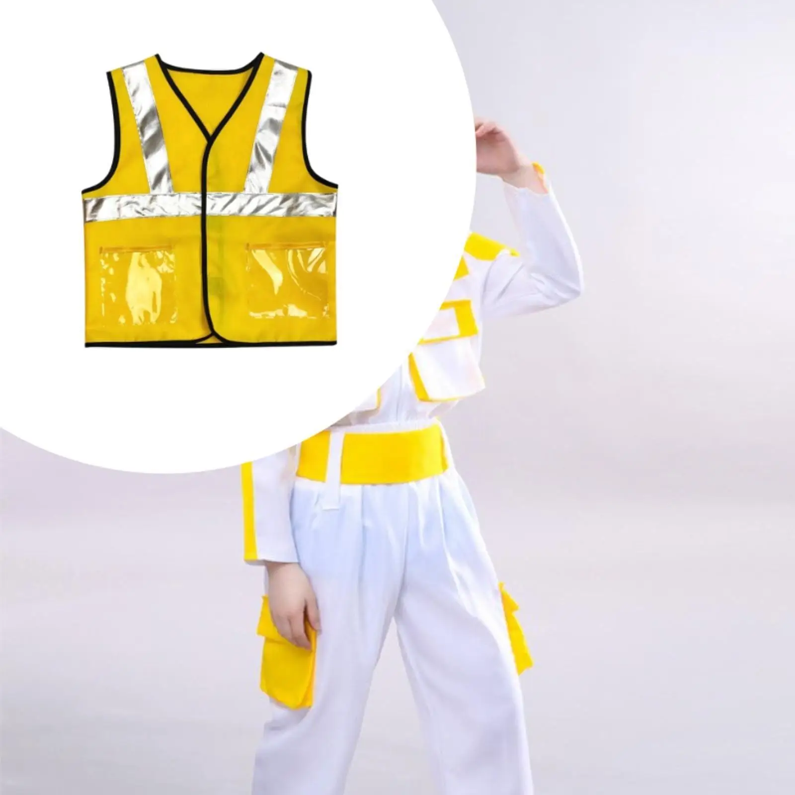 Child Engineer Vest Costume for Boys Pretend Play Builder Worker Outfit Dress Up Clothes Party Props