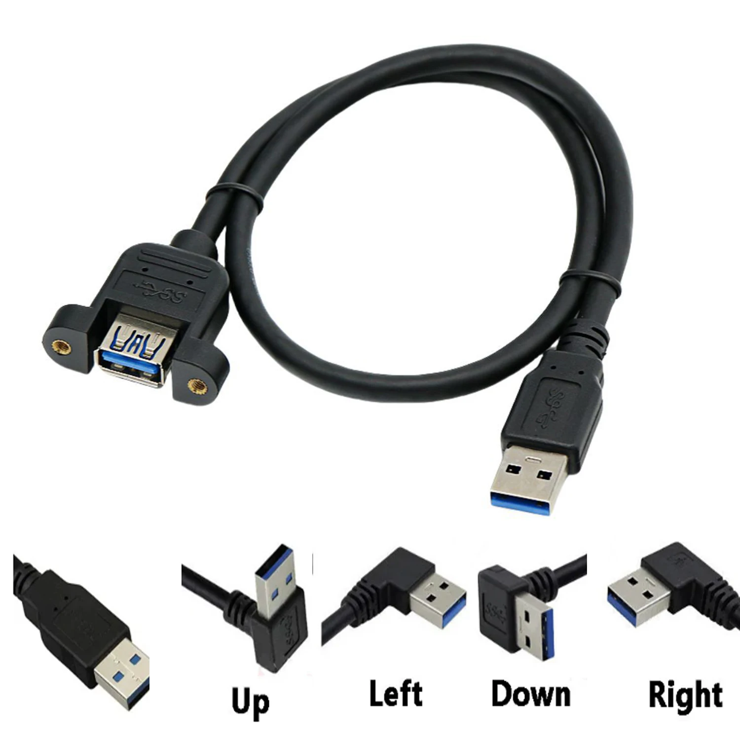 

USB 3.0 Right Angle Male to Female Extension Cable USB 3.0 Male to USB Panel-Mount Adapter USB Male to Female Data Cable