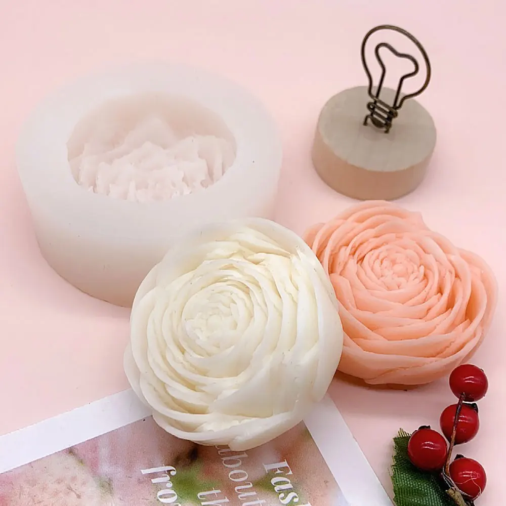 For Fun 3D Flat Circular Rose Candle Silicone Mold Wedding Party Scented Candles Making DIY Handmade Soap Plaster Resin Molds