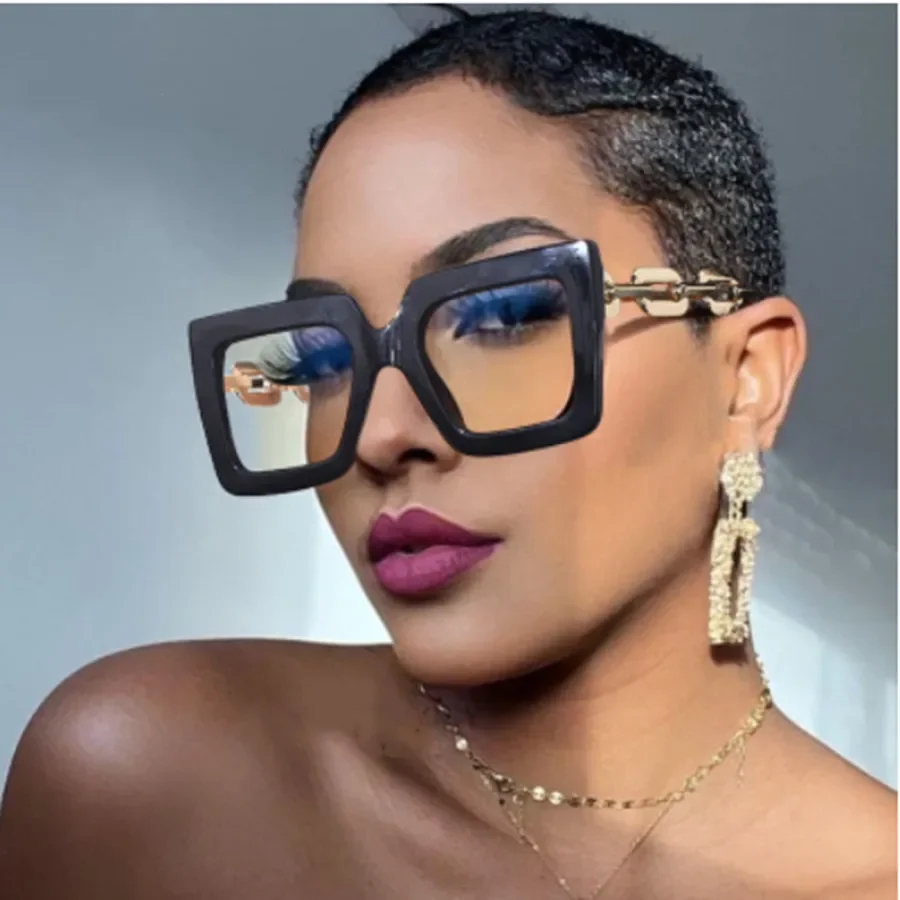 JNPCXI New Striped Chain Square Anti Blue Glasses Frames Retro Men Women Optical Fashion Computer Glasses 2022 New Arrival