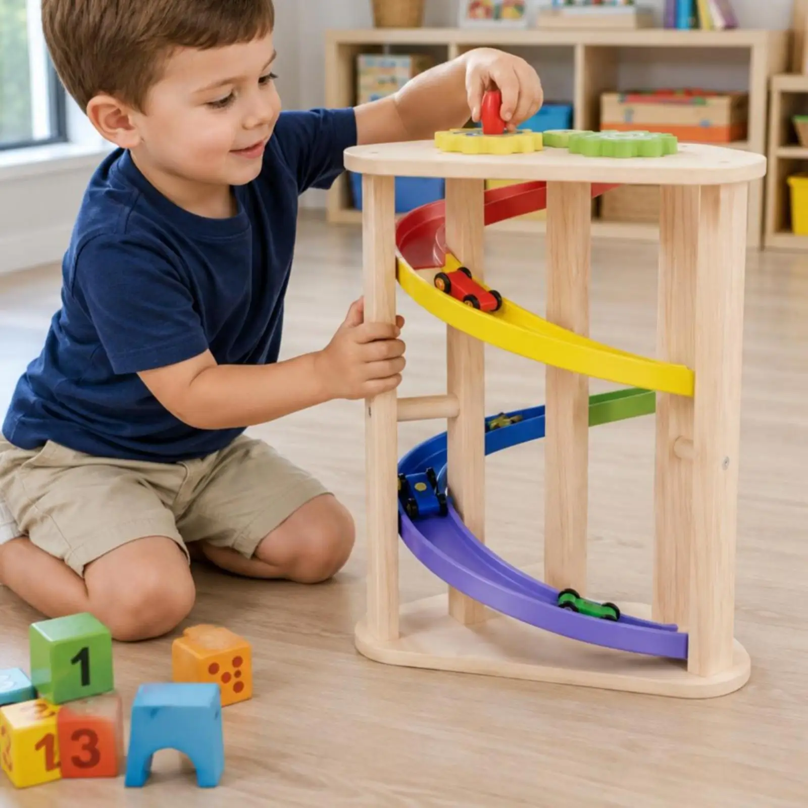 Rotating Slide Slide Rail Toy Gliding Zig Zag Car Slide Interactive
