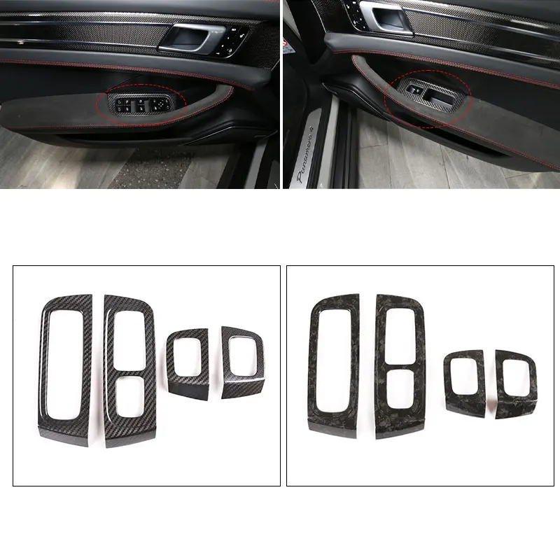 

For Porsche Panamera dry carbon fiber window glass lifting button Windows Control Panel interior modification sticker 2017-2021