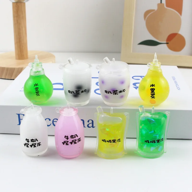 Set 4 Buah Cangkir Jelly Lucu Mini Baru Musim Panas, Cangkir Teh Susu Buah, Mainan Sensorik Peras, Bola Air Dengan Butiran Air, Hadiah Untuk Anak Perempuan
