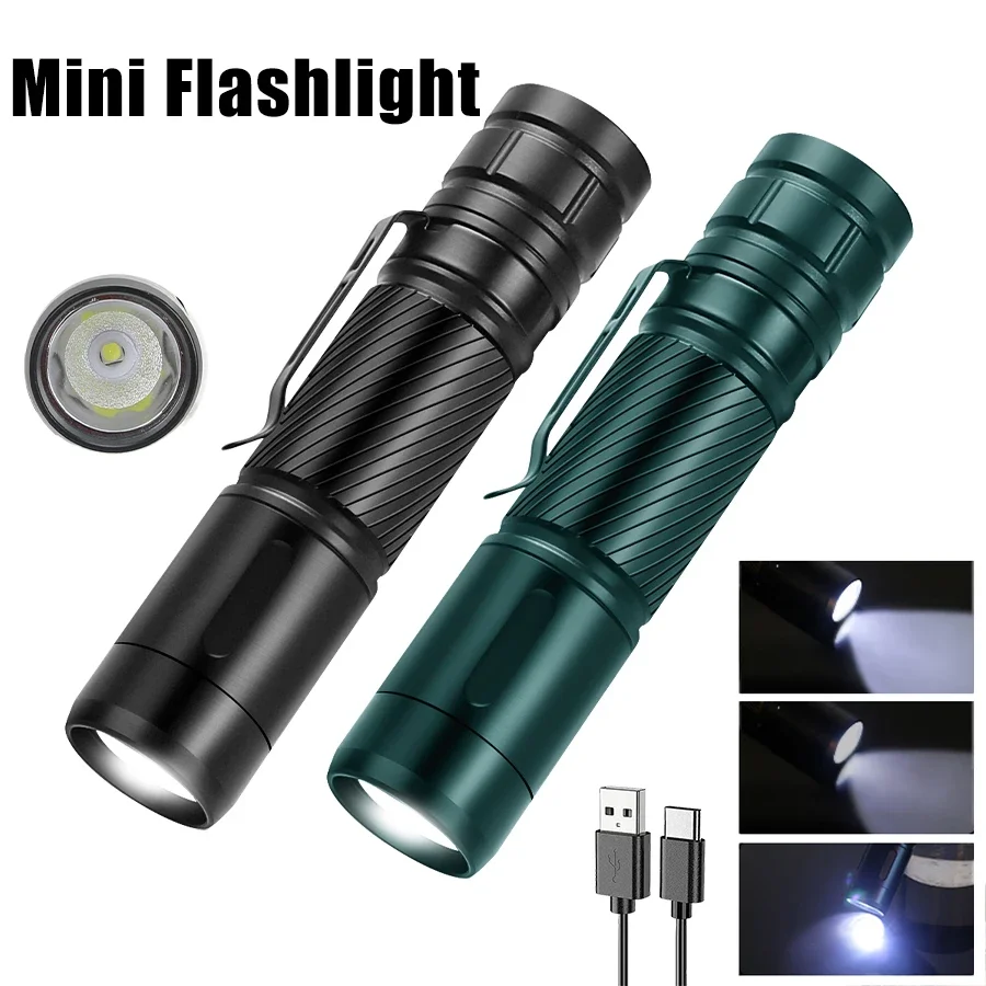 KDULIT Powerful LED Flashlight Aluminum Alloy Tactical Torch Built-in Battery Type-C Rechargeable Waterproof Emergency Light