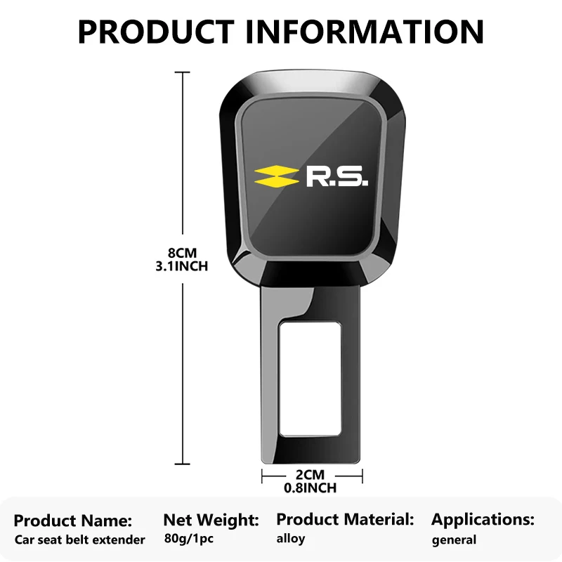 For Renault Car Badge Safety Belt Extension Buckle Plug Seatbelt Clip Adjustable Extender Clio Koleos Megane Espace Dacia RS view 6
