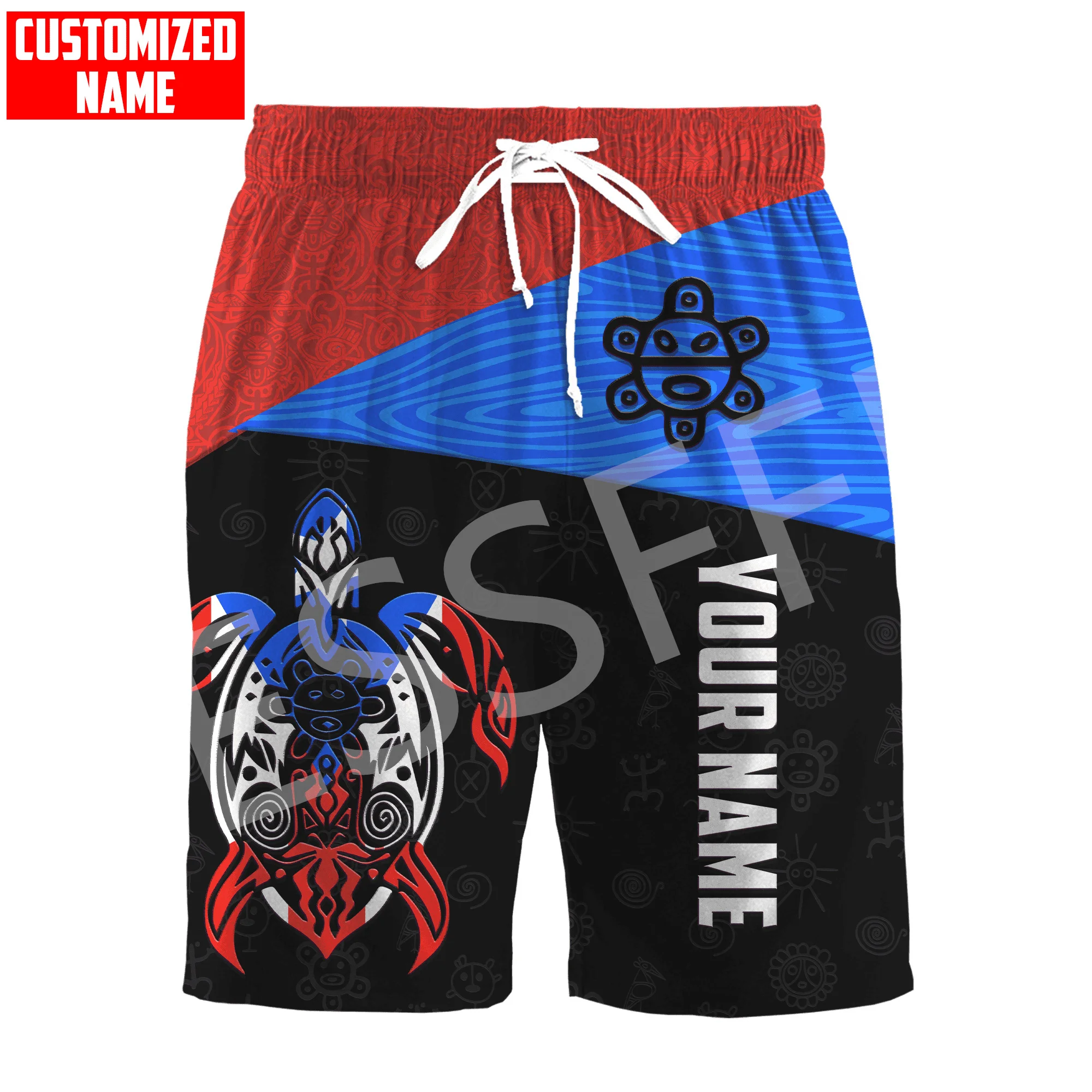 Custom Name Puerto Rico Boricua Taino Country Tattoo Retro 3DPrint Summer Streetwear Shorts Casual Harajuku Funny Beach Pants X1