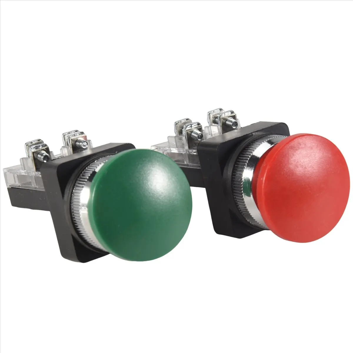 SWXF Red Green AC 250V 6A DPST Momentary Mushroom Head Push Button Switch