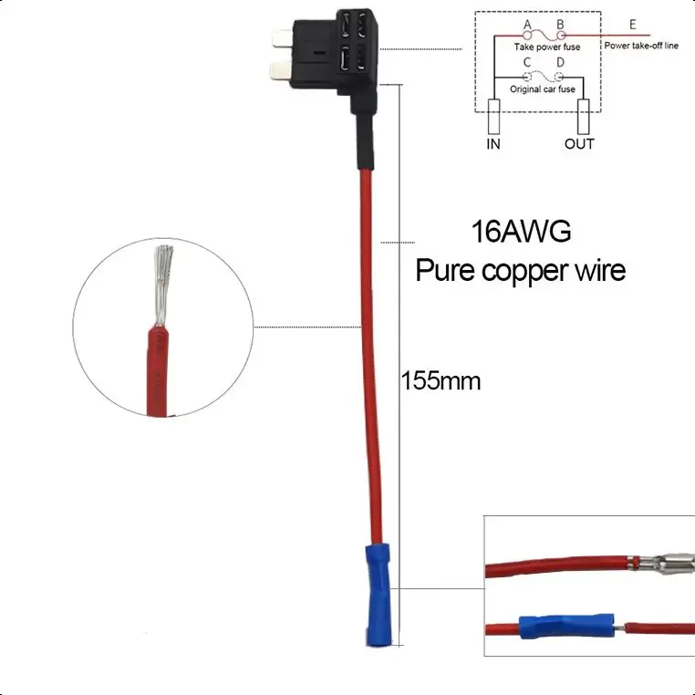 【5PCS】12V Car Fuse Holder Add-a-circuit TAP Adapter with Micro Mini Standard ATM Blade Fuse