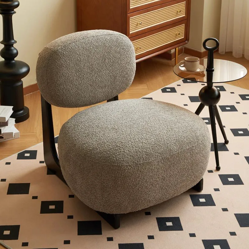 Silla de sala de estar con diseño de juegos, soporte trasero, suelo de lana de cordero nórdico, Muebles estéticos de lectura Para El Hogar