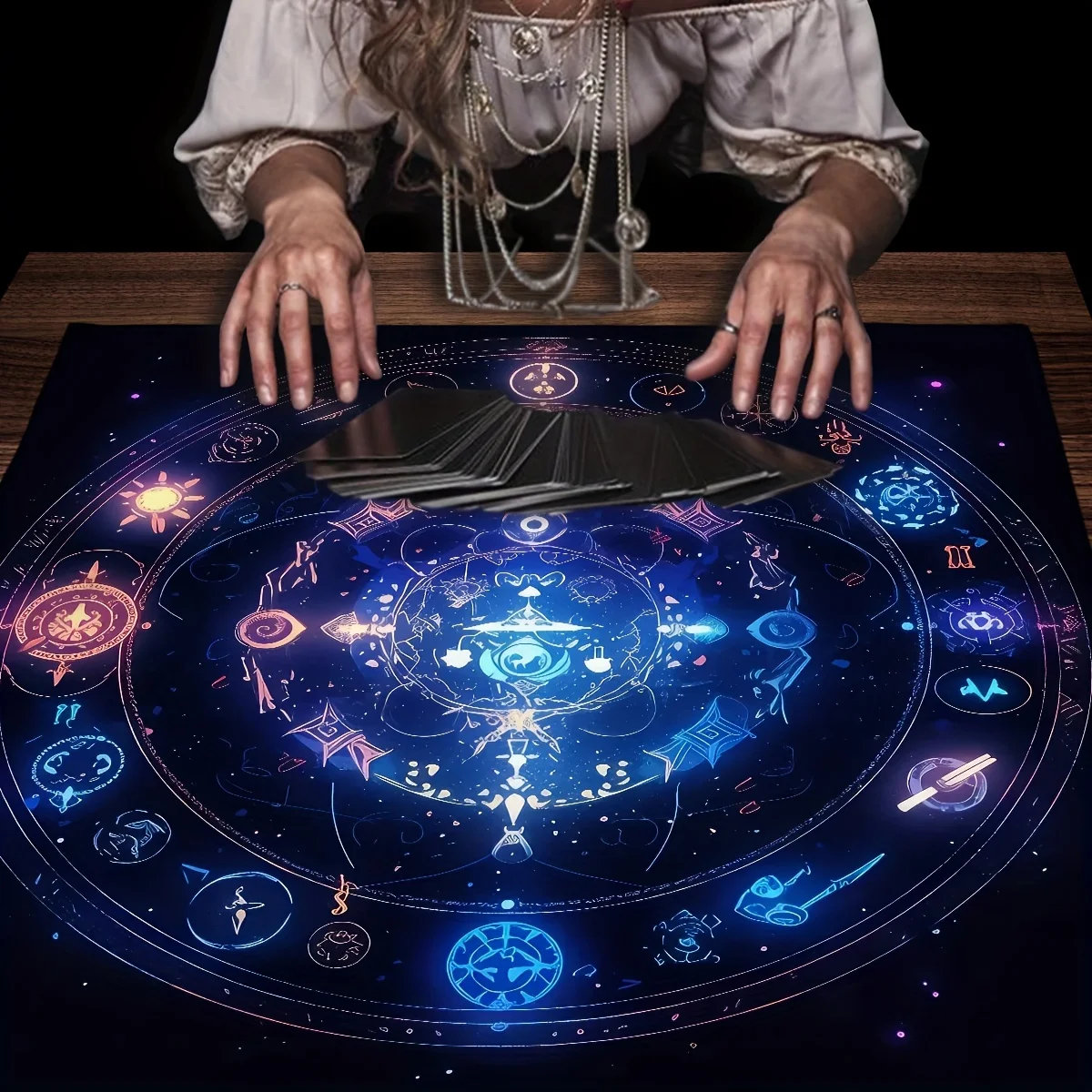 1pc Zodiac Card Game Decor Tablecloth, Divination & Party Card Game Mat, Home Decor, Multiple Sizes Available