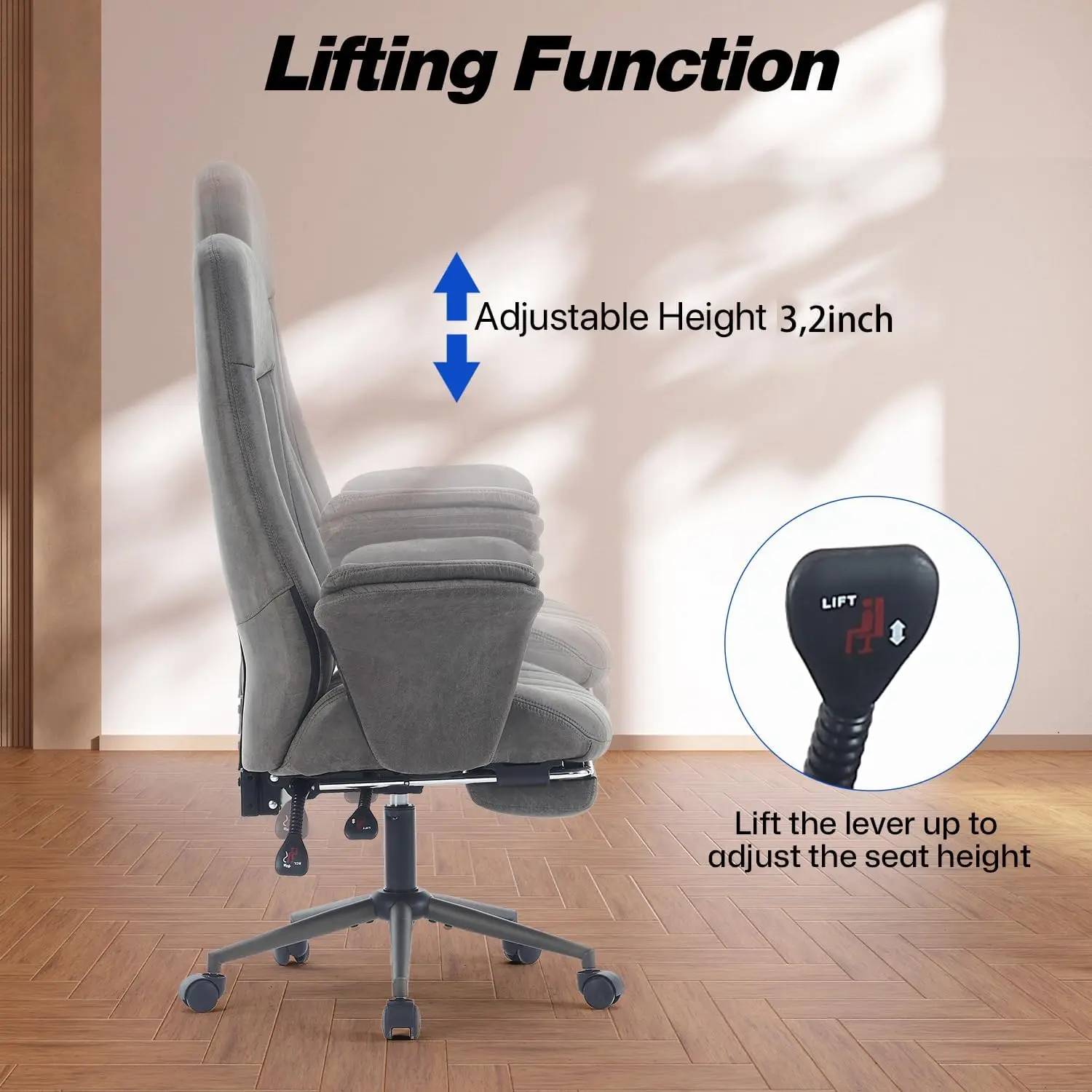 Big and Wide High Back Home Office Desk Chair, Ergonomic Office Chair with footrest, Lumbar Support Recline Office Chair