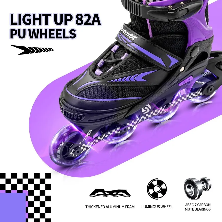 زلاجات مضمنة للأولاد والبنات مع عجلات مضيئة بالكامل، زلاجات خارجية للأطفال والنساء #3