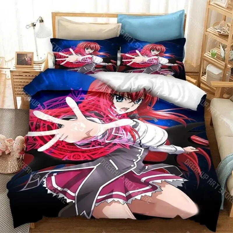 3D Printed High School DxD Anime Bedding Set for Boys Girls Duvet Cover Pillowcase Twin Queen King Full Single Double Sizes