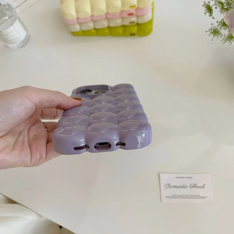Solid Color Macaron Soft Phone Case for iPhone 16 Egg Cub Pattern 15pro Max 14 All Inclusive 13 Anti Drop 12 11 Protective Cover